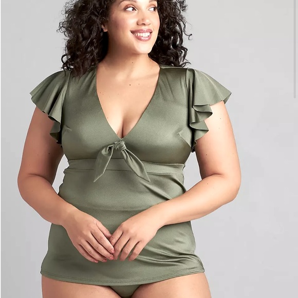 Cacique Swim Cacique Olive Green Tankini Swim Suit Top 28 Poshmark